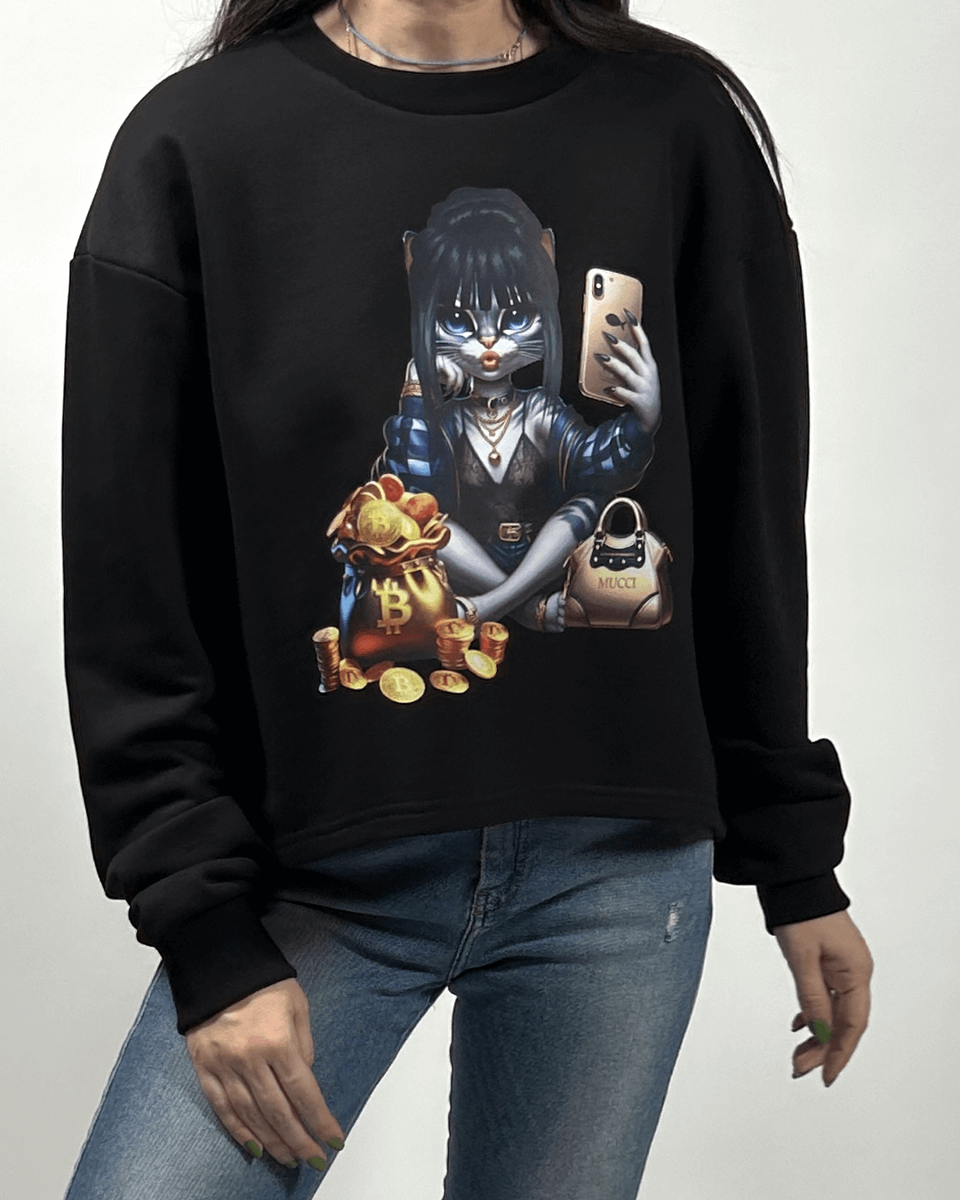 Суичър овърсайз INSTA KITTY