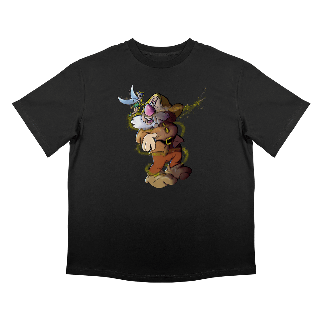 Овърсайз тениска с принт на парти герой, 220 гр памук, свободна кройка, черен вариант