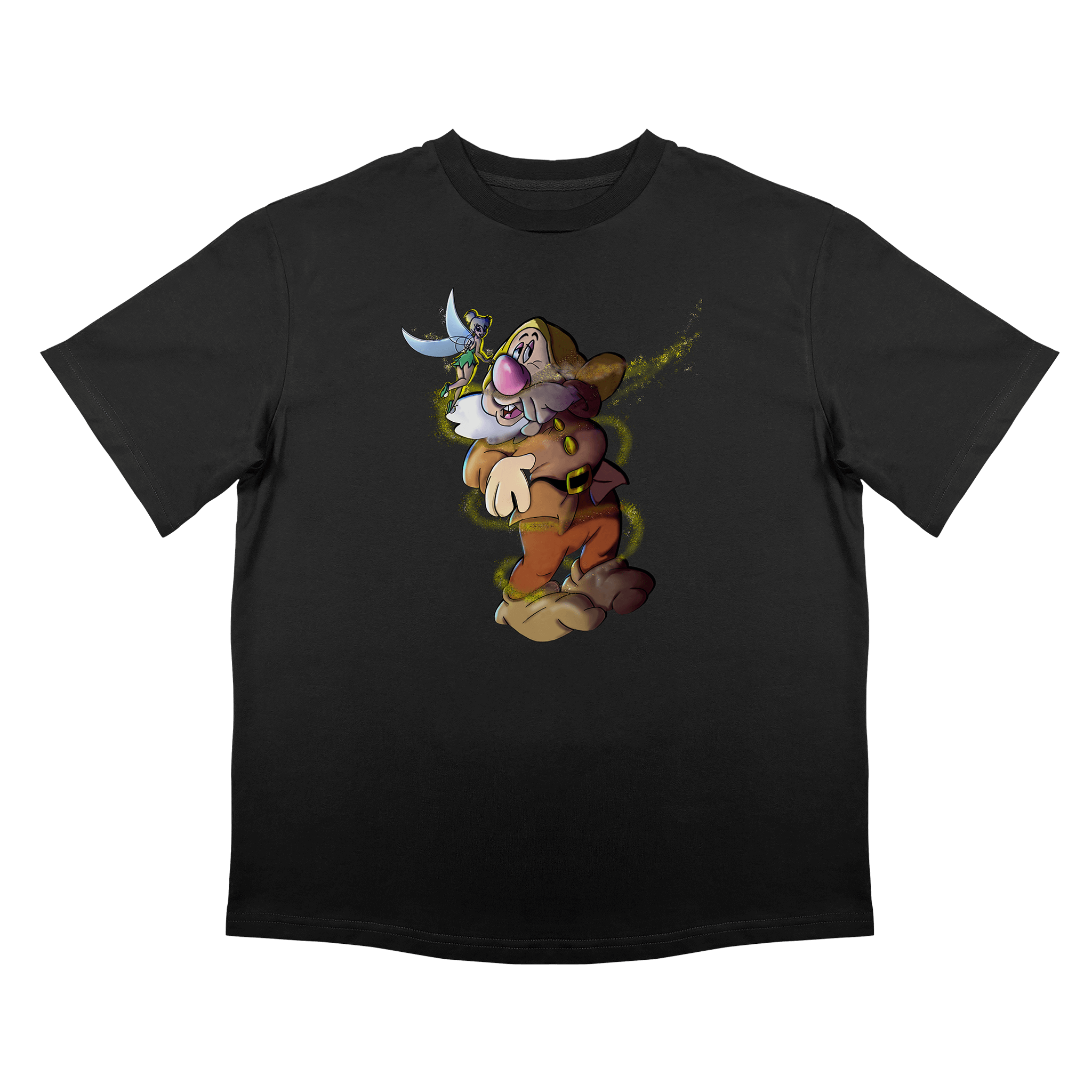 Овърсайз тениска с принт на парти герой, 220 гр памук, свободна кройка, черен вариант