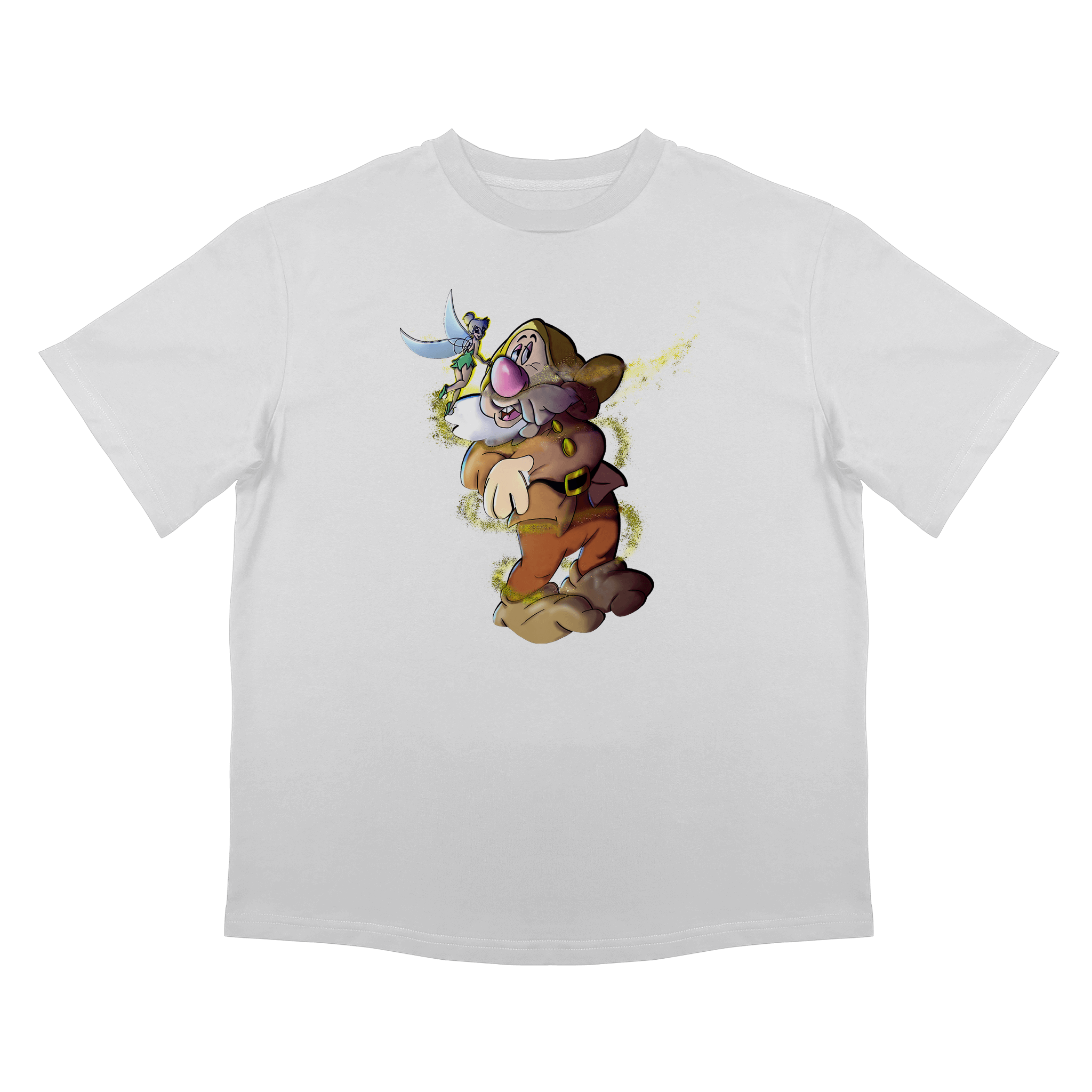 Парти тениска Lovate с оригинална щампа, овърсайз кройка, бял вариант, продуктова снимка