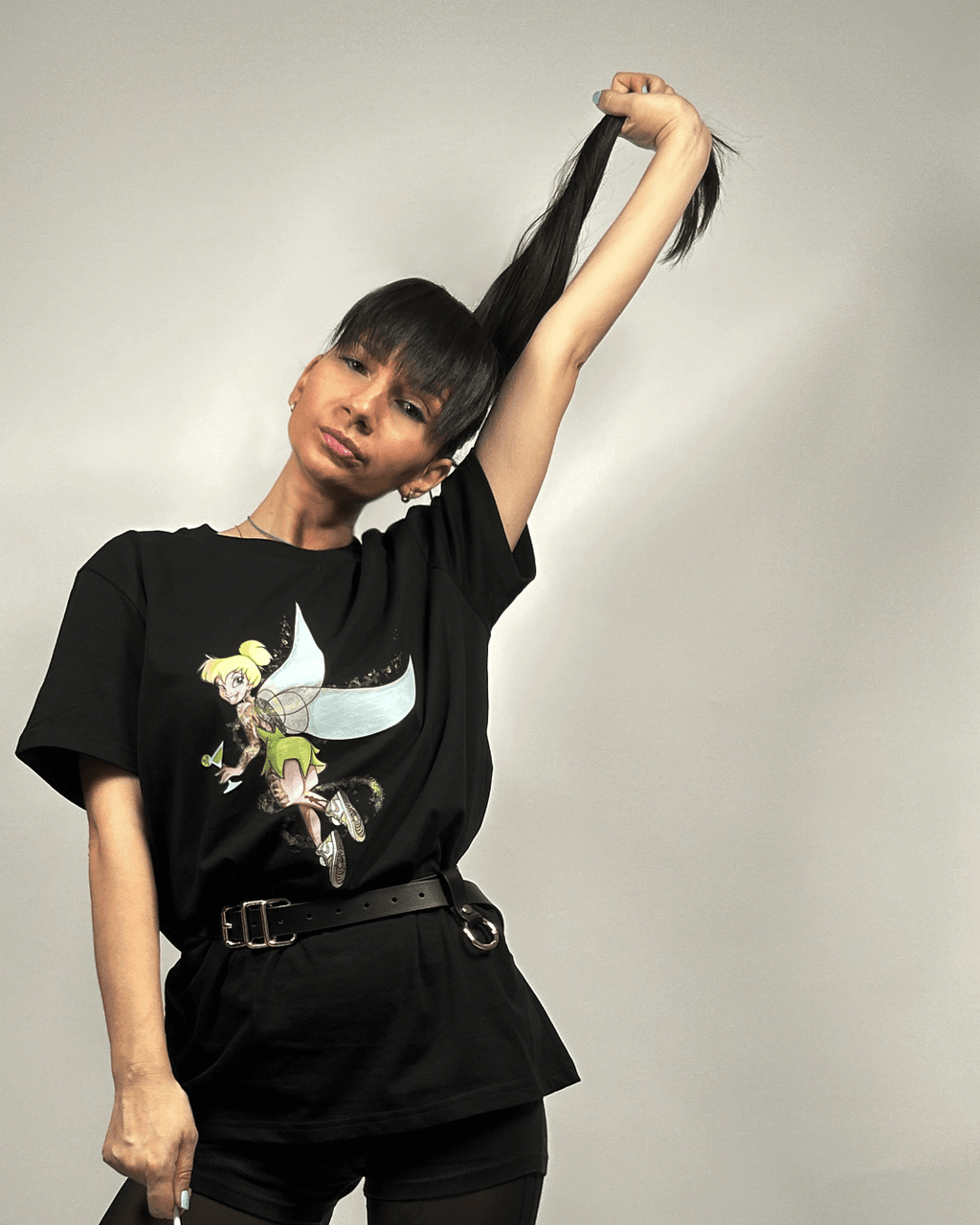 Черна тениска Lovate за парти момичета