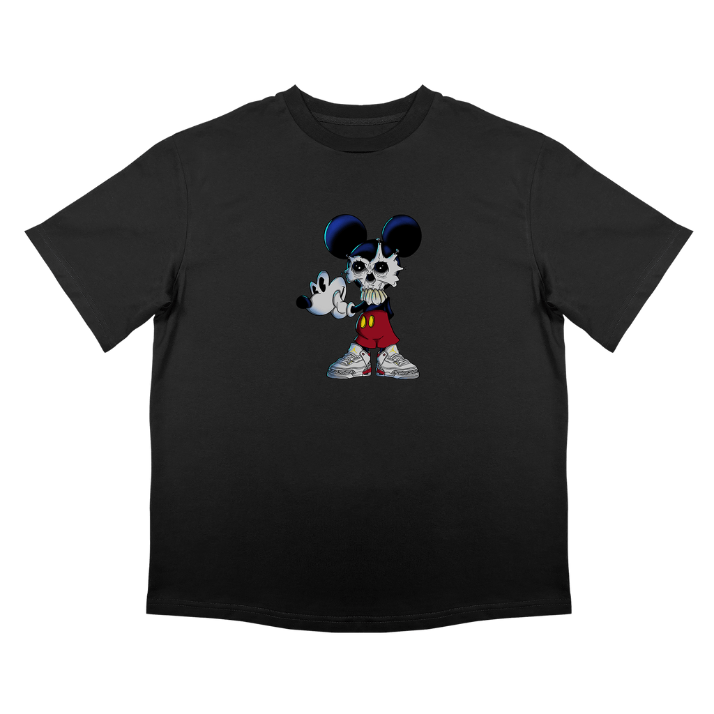 Oversized черна тениска с анимационен герой, продуктова снимка