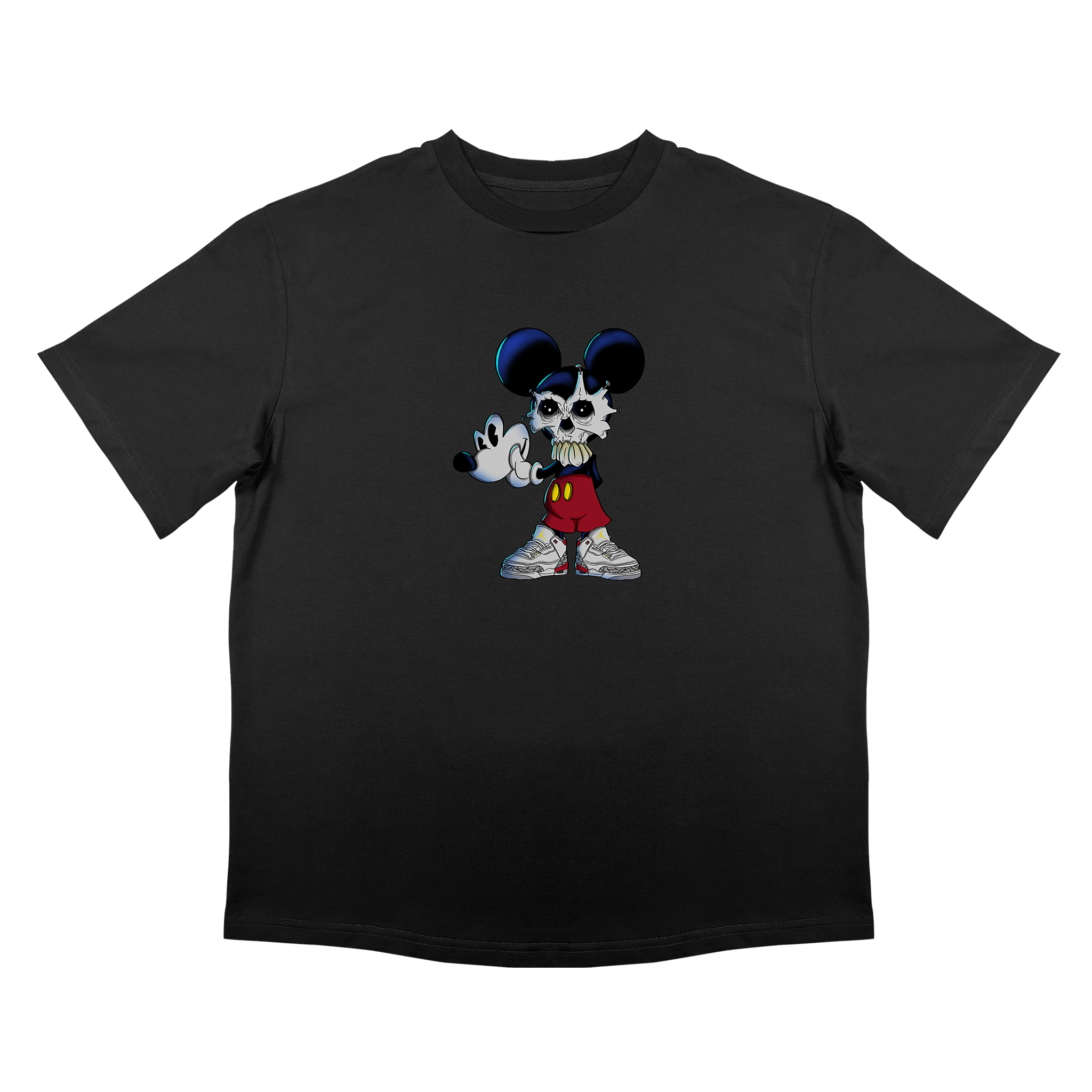 Oversized черна тениска с анимационен герой, продуктова снимка